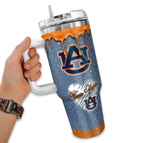 custom auburn tigers heart helmet motif navy blue curved tumbler fashion forward.webp