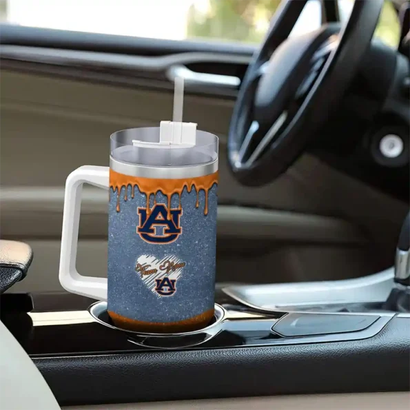 custom auburn tigers heart helmet motif navy blue curved tumbler trendy.webp