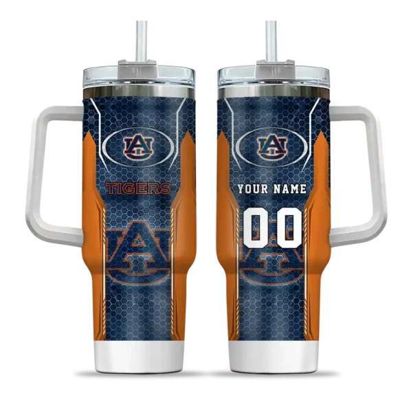 custom auburn tigers hexagon armor navy blue curved tumbler best selling.webp