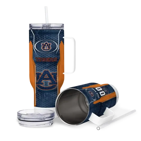 custom auburn tigers hexagon armor navy blue curved tumbler high quality.webp