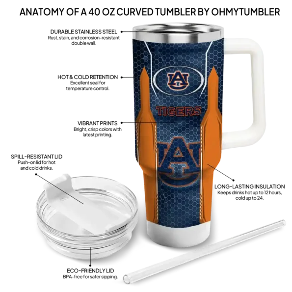 custom auburn tigers hexagon armor navy blue curved tumbler new arrival.webp