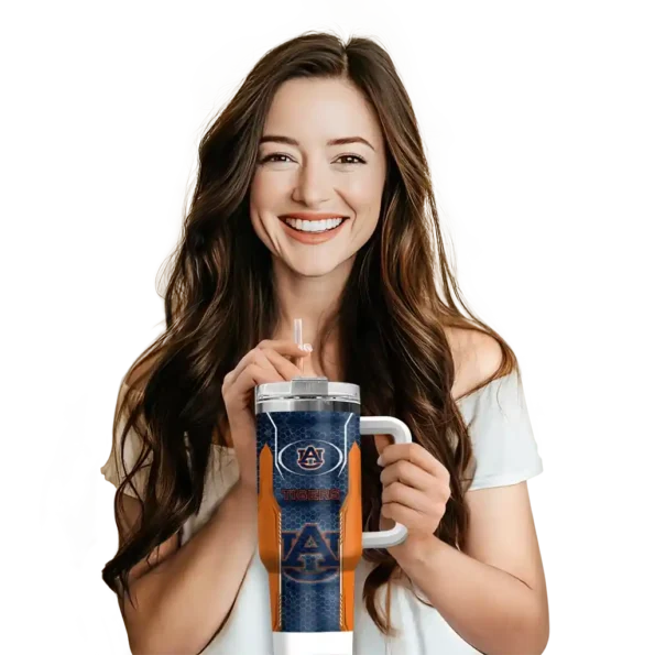 custom auburn tigers hexagon armor navy blue curved tumbler premium grade.webp