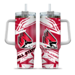 custom ball state cardinals abstract paths red curved tumbler best selling.webp