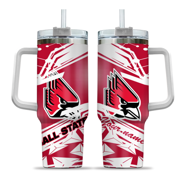 custom ball state cardinals abstract paths red curved tumbler best selling.webp