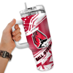 custom ball state cardinals abstract paths red curved tumbler best selling.webp