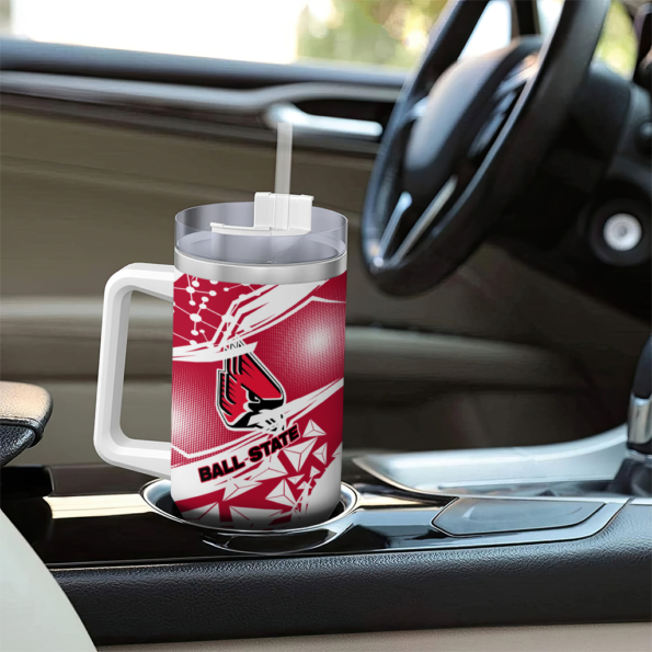 custom ball state cardinals abstract paths red curved tumbler trendy.webp