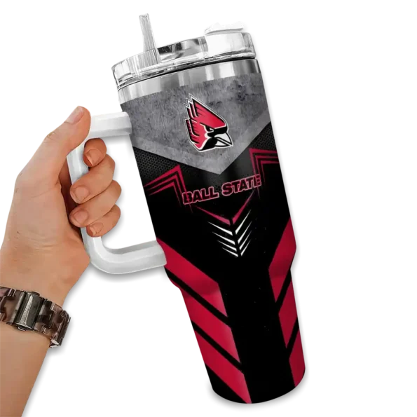 custom ball state cardinals arrow armor red black curved tumbler fashion forward.webp