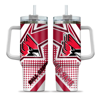 custom ball state cardinals arrow burst red curved tumbler best selling.webp