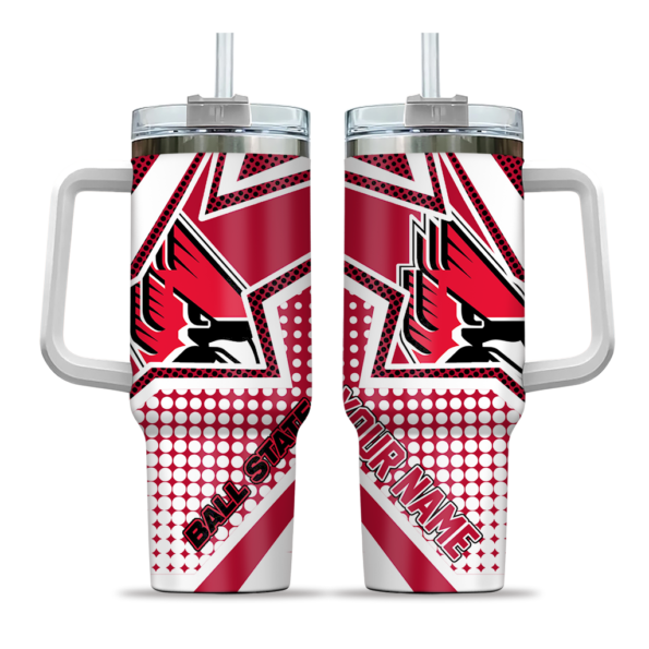 custom ball state cardinals arrow burst red curved tumbler best selling.webp