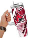 custom ball state cardinals arrow burst red curved tumbler best selling.webp