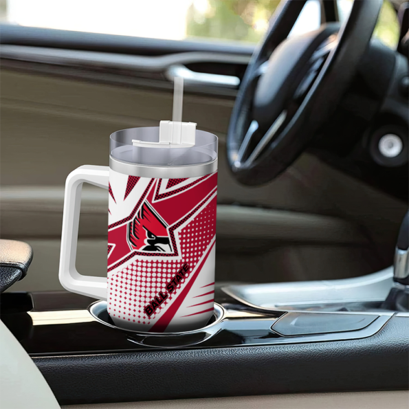 custom ball state cardinals arrow burst red curved tumbler trendy.webp