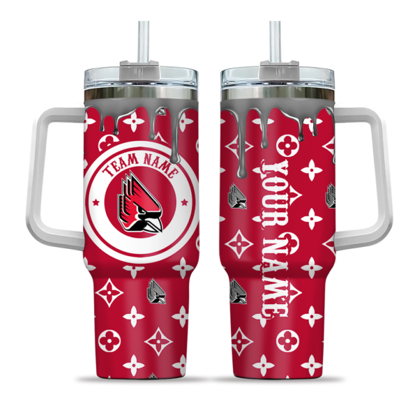 custom ball state cardinals bullseye drips red curved tumbler best selling.webp