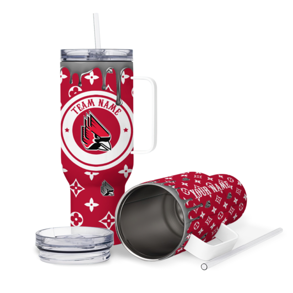 custom ball state cardinals bullseye drips red curved tumbler high quality.webp