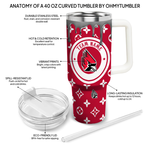 custom ball state cardinals bullseye drips red curved tumbler new arrival.webp