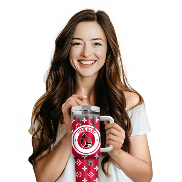 custom ball state cardinals bullseye drips red curved tumbler premium grade.webp