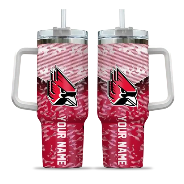 custom ball state cardinals chevron stripe red curved tumbler best selling.webp