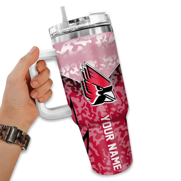 custom ball state cardinals chevron stripe red curved tumbler fashion forward.webp