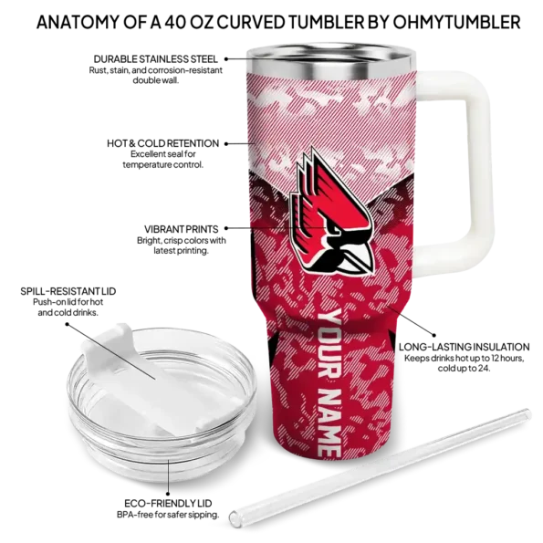 custom ball state cardinals chevron stripe red curved tumbler new arrival.webp