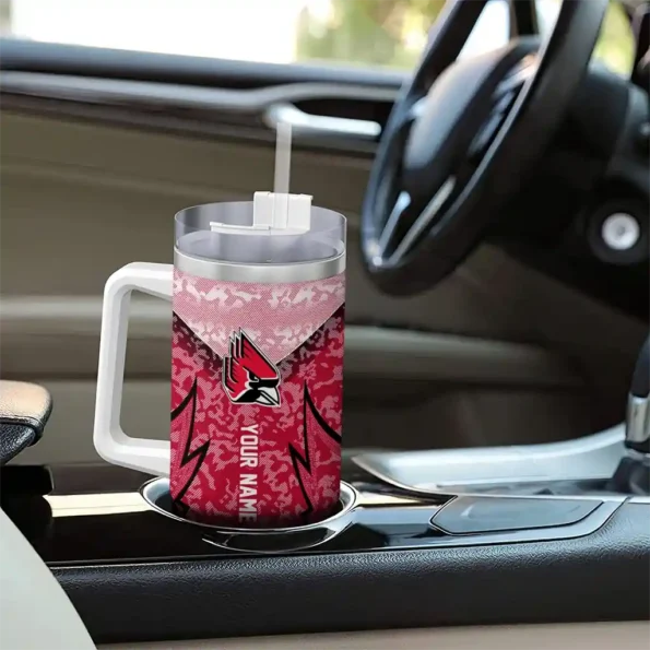 custom ball state cardinals chevron stripe red curved tumbler trendy.webp
