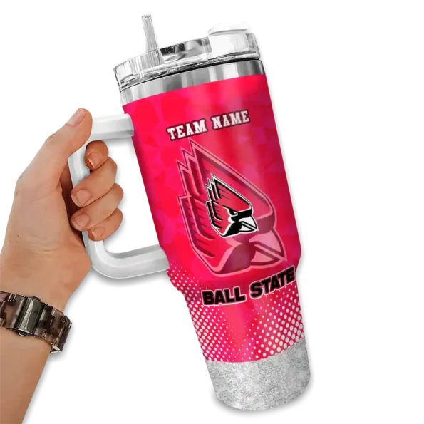 custom ball state cardinals geometric prism red curved tumbler fashion forward.webp