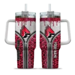 custom ball state cardinals leopard zipper red curved tumbler best selling.webp