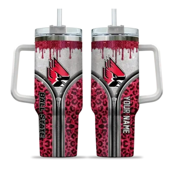 custom ball state cardinals leopard zipper red curved tumbler best selling.webp