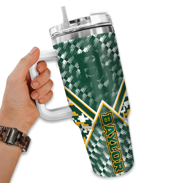 custom baylor bears chevron angle green curved tumbler fashion forward.webp