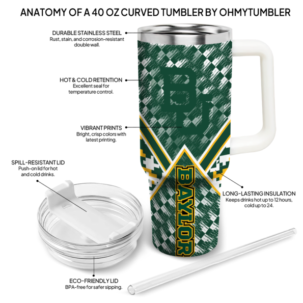 custom baylor bears chevron angle green curved tumbler new arrival.webp