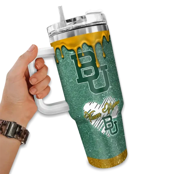 custom baylor bears heart helmet motif green curved tumbler fashion forward.webp