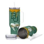 custom baylor bears heart helmet motif green curved tumbler best selling.webp
