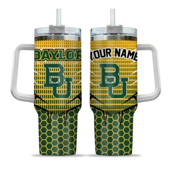 custom baylor bears hex texture green curved tumbler best selling.webp