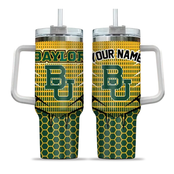 custom baylor bears hex texture green curved tumbler best selling.webp