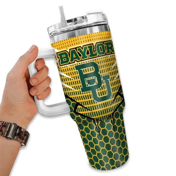custom baylor bears hex texture green curved tumbler fashion forward.webp