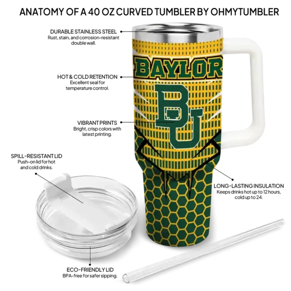 custom baylor bears hex texture green curved tumbler new arrival.webp