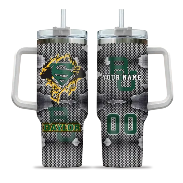 custom baylor bears superman shield green gray curved tumbler best selling.webp