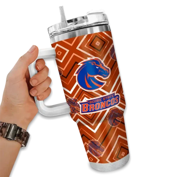 custom boise state broncos bold diamonds orange curved tumbler fashion forward.webp