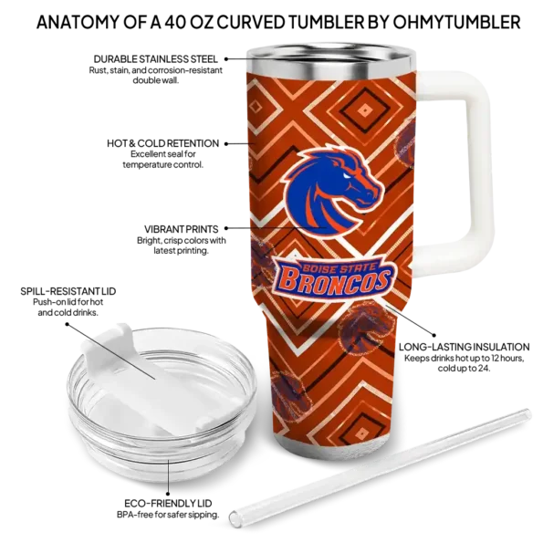 custom boise state broncos bold diamonds orange curved tumbler new arrival.webp