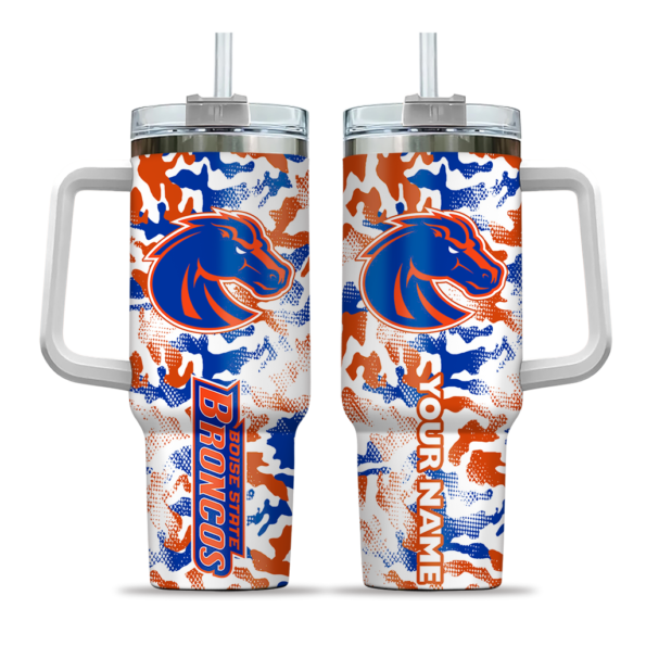 custom boise state broncos camo mashup orange white curved tumbler best selling.webp