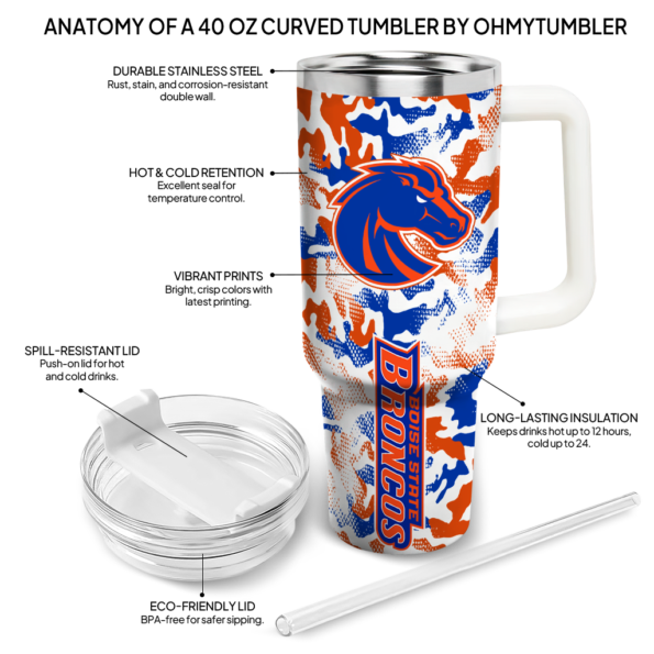 custom boise state broncos camo mashup orange white curved tumbler new arrival.webp