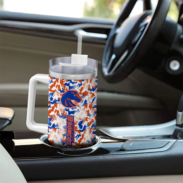 custom boise state broncos camo mashup orange white curved tumbler trendy.webp