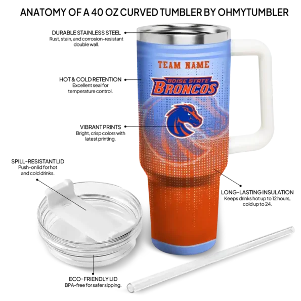 custom boise state broncos gradient dots orange curved tumbler new arrival.webp