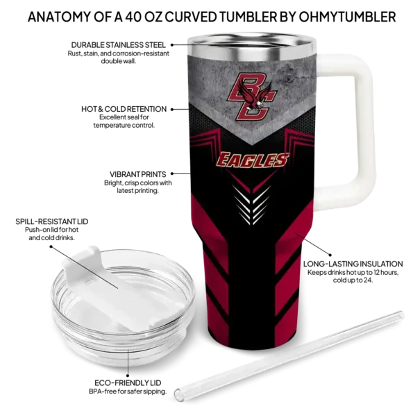 custom boston college eagles arrow armor maroon black curved tumbler new arrival.webp