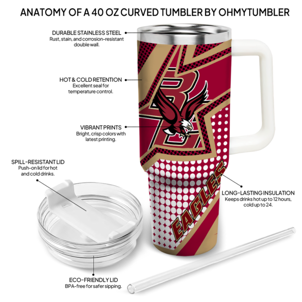 custom boston college eagles arrow burst maroon curved tumbler new arrival.webp