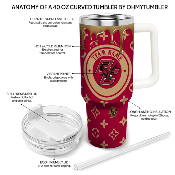 custom boston college eagles bullseye drips maroon curved tumbler new arrival.webp