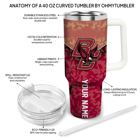 custom boston college eagles chevron stripe maroon curved tumbler new arrival.webp