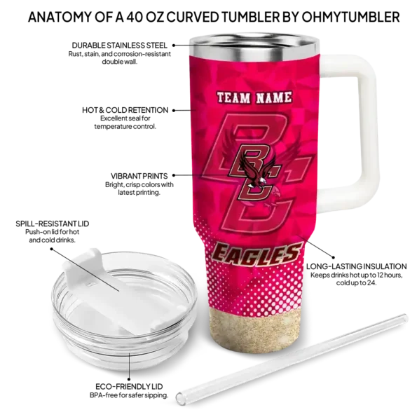 custom boston college eagles geometric prism maroon curved tumbler new arrival.webp