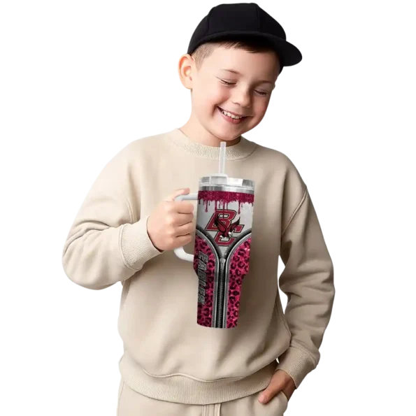 custom boston college eagles leopard zipper maroon curved tumbler latest model.webp