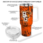 custom bowling green falcons burst swirl orange curved tumbler best selling.webp