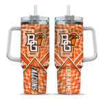 custom bowling green falcons chevron angle orange curved tumbler best selling.webp