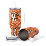 custom bowling green falcons chevron angle orange curved tumbler best selling.webp